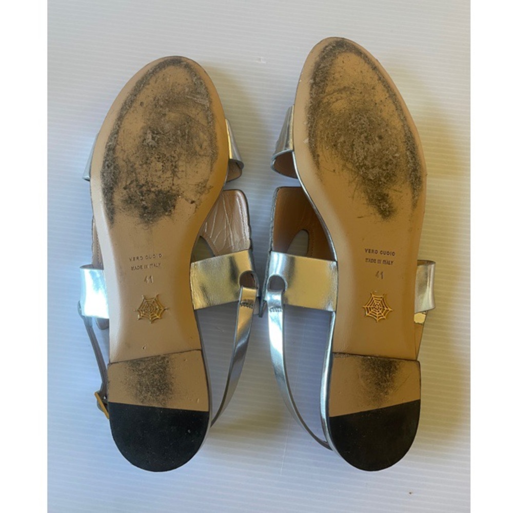 Charlotte Olympia High Spirit RARE Eagle Silver Flats Size 10.5 - Picture 4 of 7